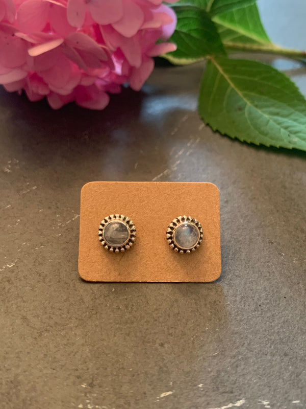 Drops of Rainbow Moonstone Studs