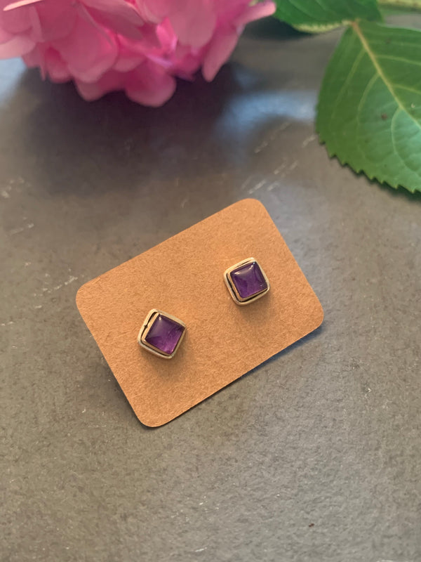 Squares of Amethyst Studs